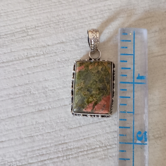 Clearance! 3/$15 Unakite and Sterling Silver Natural Stone Pendant - Picture 4 of 4